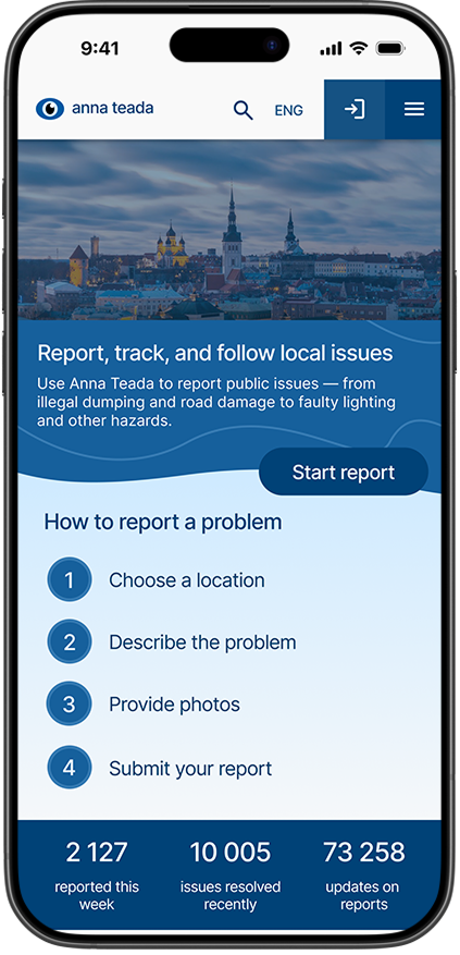 Anna Teada mobile app prototype shown in a phone mockup