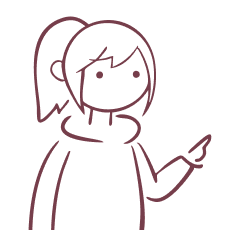 Hand-drawn character pointing to contact information